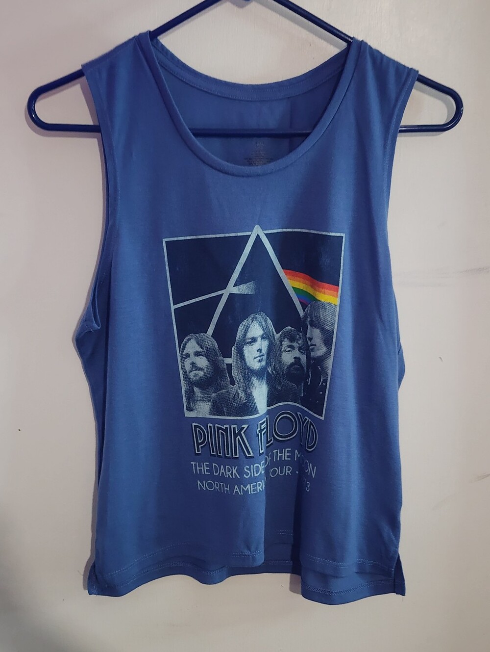 Pink Floyd Blue Women’s Graphic Tank with Rainbow Prism Accent